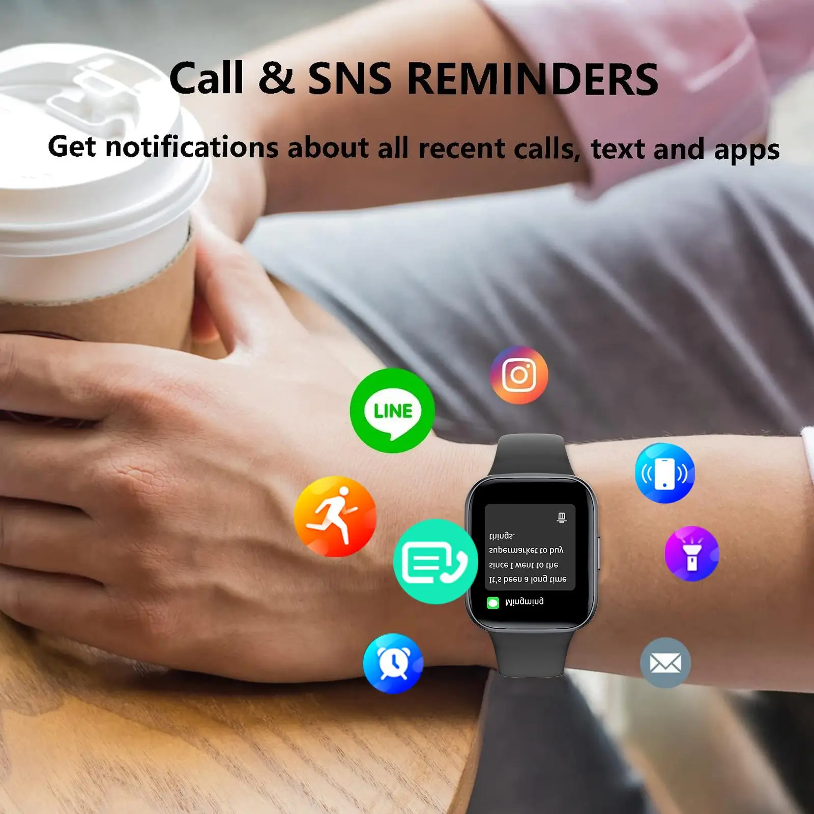 스마트 시계, 통화/메시지 알림, 다양한 스포츠 모드, 맞춤형 배경화면, 스포츠 시계, Android 및 iPhone에 적합