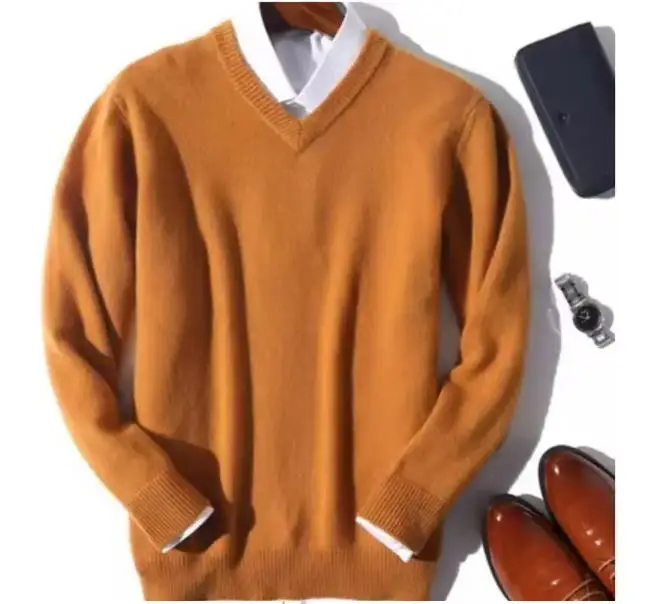 Cashmere Cotton Blend Classic V-Neck Sweater Men Pullover 2025 Autumn Winter Business Casual All-match Knitted Jumper Pull Homme