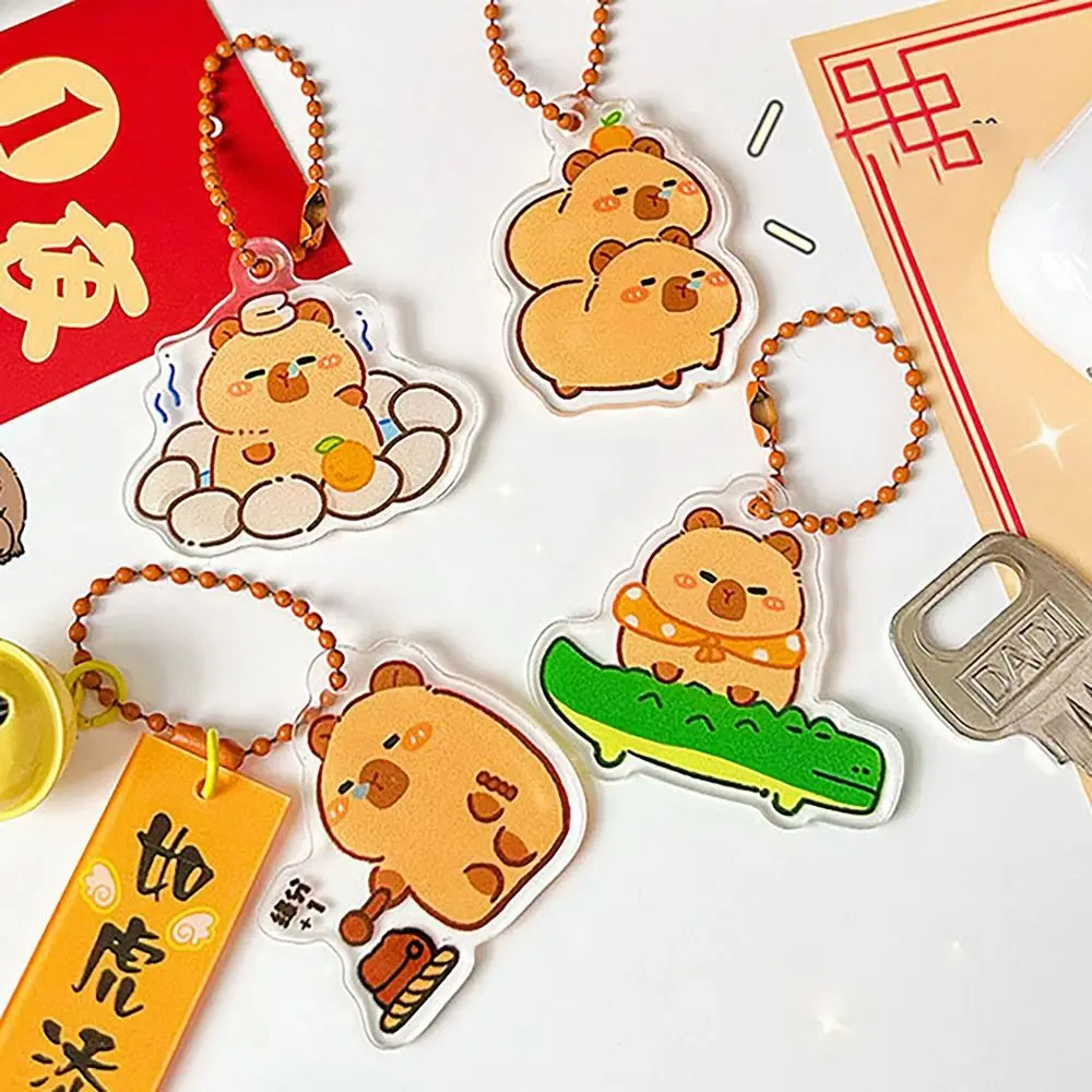 Милый брелок с капибарой, универсальный мультяшный брелок для ключей, акриловые украшения, сумка, подвеска для детей