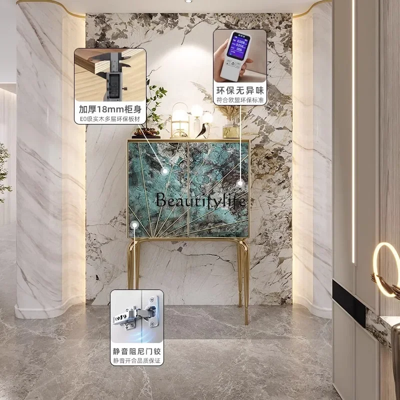 LXItalian light luxury vertical luxury stone slab high-end bucket cabinet storage integrated display cabinetSSS