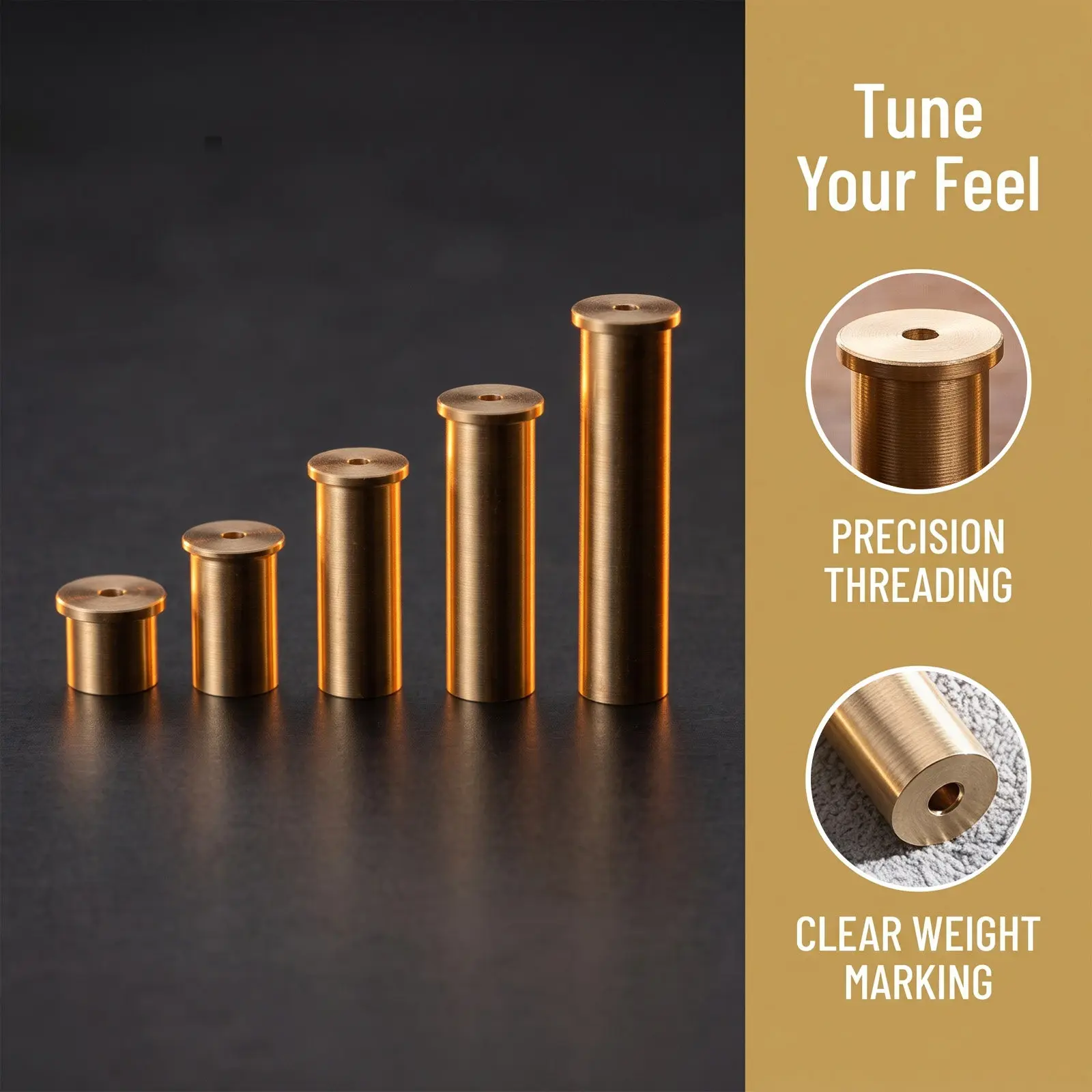 5 Pcs Golf Weight Head Plug 2g 4g 6g 8g 10g Gold, No Flying Swing Club Counterweight Insert Copper Shaft Balance Weights