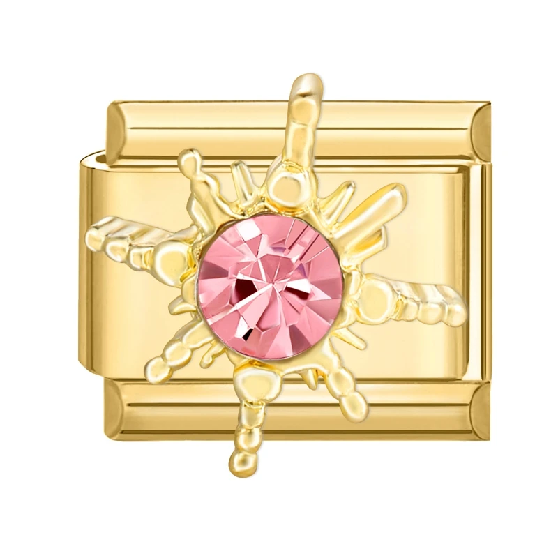 أزياء بسيطة ملونة الزركون فراشة القلب الذهب اللون الإيطالية سحر الروابط صالح 9 مللي متر سوار الفولاذ المقاوم للصدأ صنع المجوهرات #2