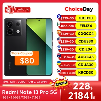 글로벌 버전 샤오미 레드미 노트 13 프로 5G 스냅드래곤 7s Gen 2 200MP OIS 카메라, 67W 터보 충전 120Hz AMOLED NFC