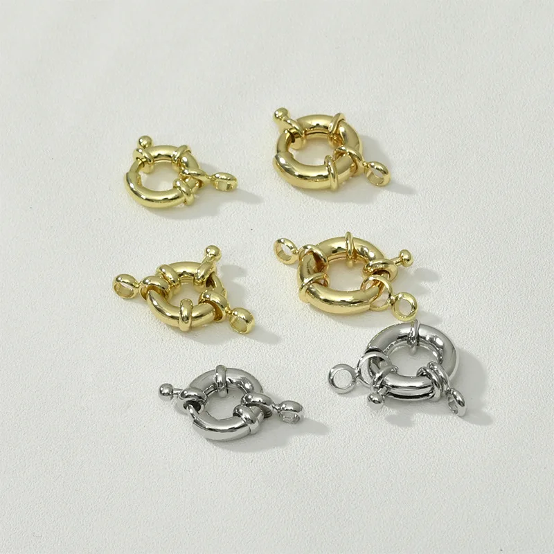 

14K Gold Copper-plated Round Sailor Buckle Spring Buckle DIY Pearl Necklace Bracelet Closing Buckle Beaded Material Accessories