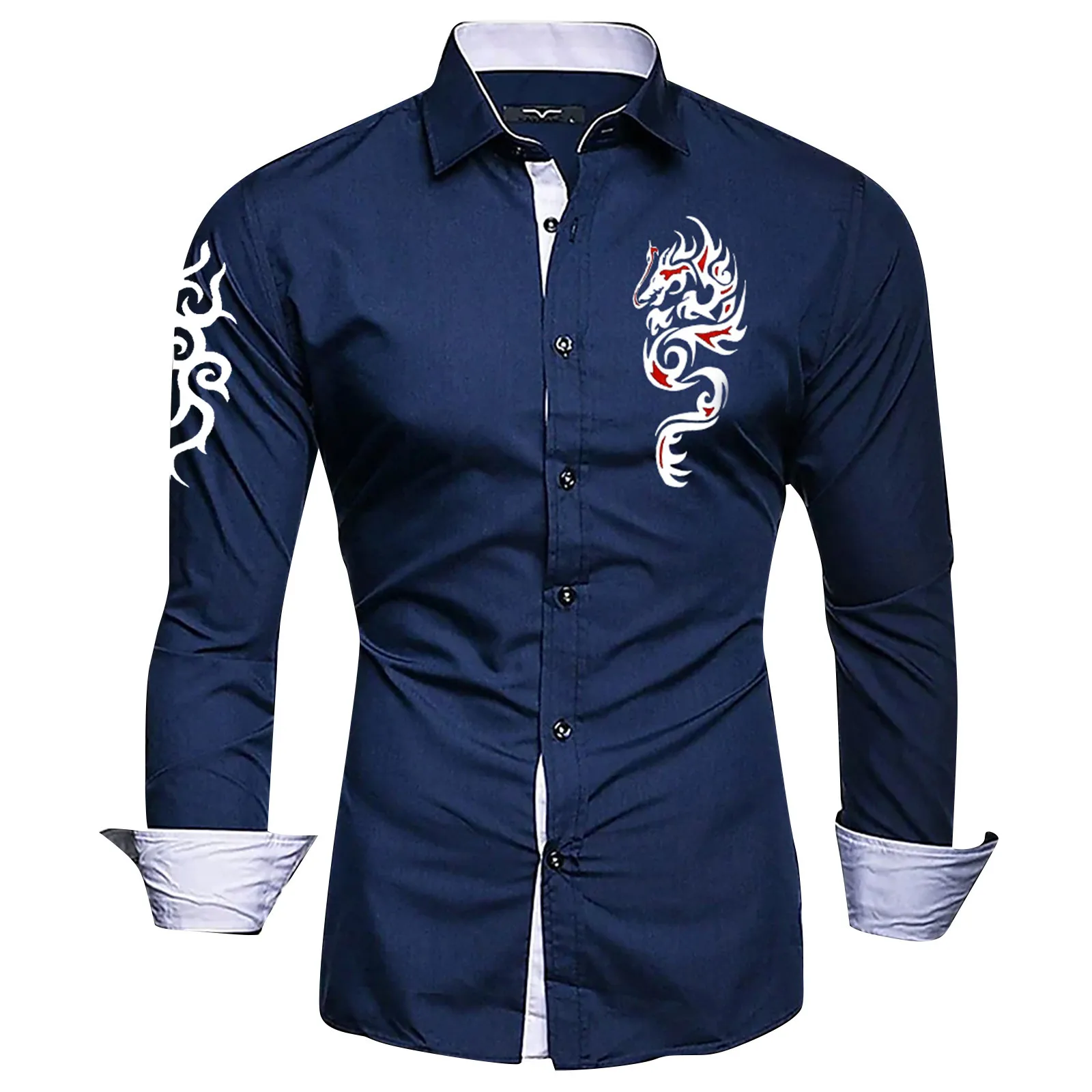 

Fashion Shirts For Men Casual Print Slim Fit Mens Single-breasted Shirt New Spring Summer Handsome Men Clothing