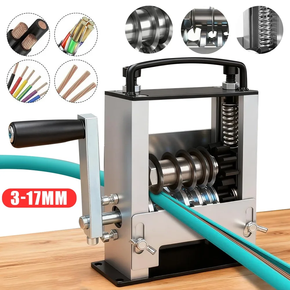 Doppelantrieb-Kabelabisoliermaschine, 6-Kanal-Kabelabisolierer für 3-17mm Drähte, Koaxialkabelabisolierer, Stromkabelwerkzeug, schnelles Elektrikerwerkzeug für die Bearbeitung von Strom- und