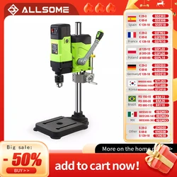 ALLSOME BG-5167 Bench Drill Press,Variable Speed Benchtop Drill Machine,6-Speed,Green