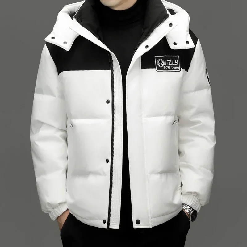 Winter New Down Jacket Men's Thick Warm White Duck Down Casual Coat Hooded Cold-proof Jack Clothing