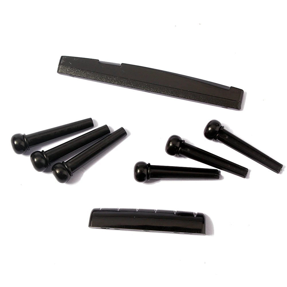 

Acoustic Replacement Parts Black Bridge Saddle Nut For Folk Guitar Set Guitar Pins Accessories Nut Saddle Bridge Guitarists