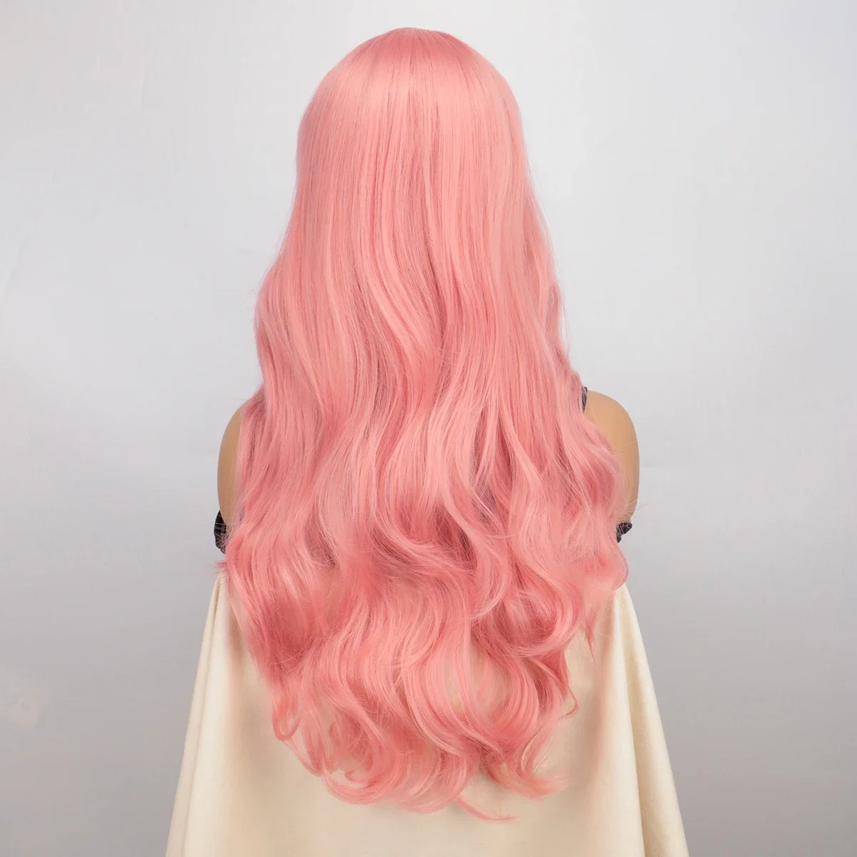 طويل مجعد متموج الوردي شعر مستعار تأثيري هالوين زي شعر مستعار للنساء الشعر الاصطناعية كوس حزب أنيمي الباروكات