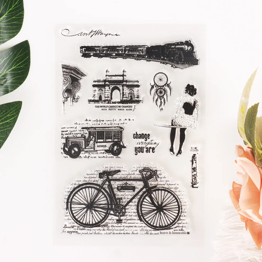 1pc Clear Silicone Stamps Scrapbooking Handbook DIY Diary Decorative Collage Album Labels Crafts Sailboat Castle Bicycle Fish