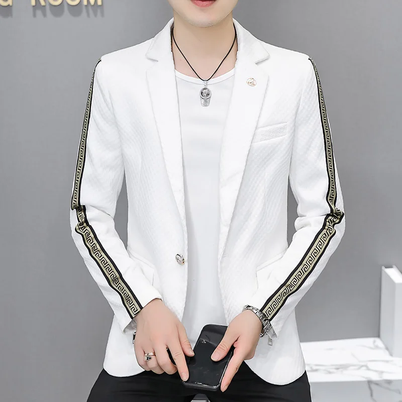 

Casual Tailored Men's Suit Set Youth Trendy Korean Faion Outerwear Single Top 2025 Slim Fit Small Tailored Jaet