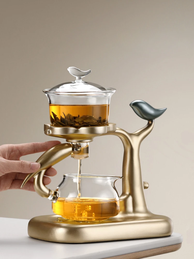 Full-Automatic Glass Kung Fu Tea Cup Tea Set Light Luxury High-End Teapot