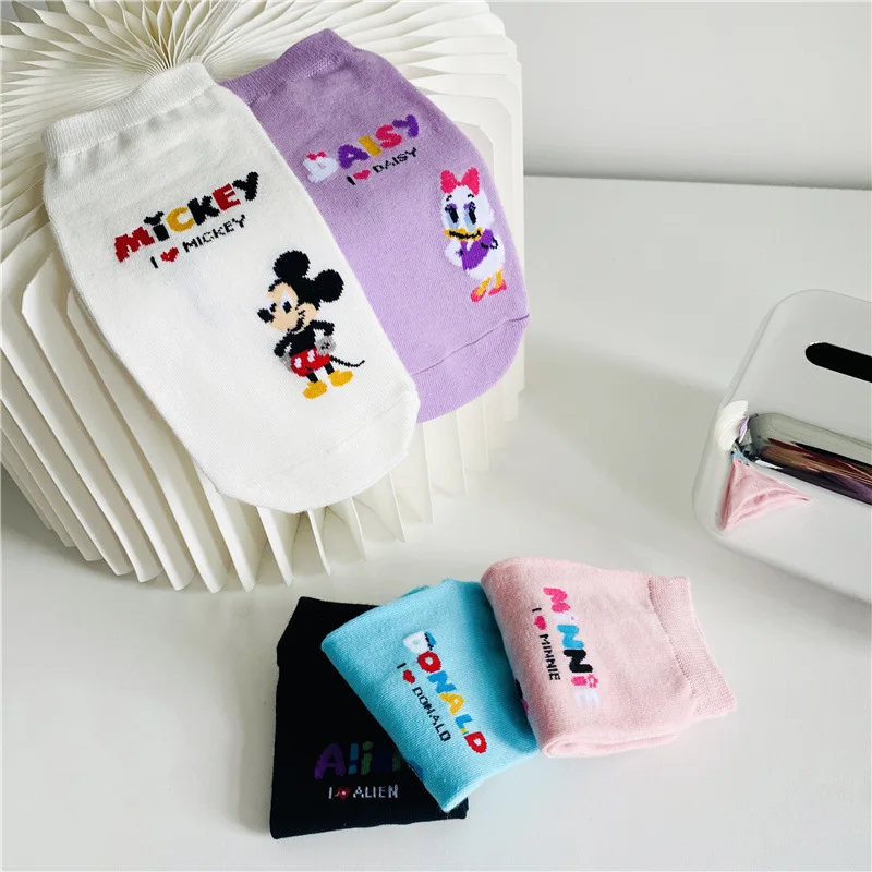 5 Paare neue Anime Disney Mickey Maus Socken Kawaii Minnie Fußkettchen Socken Cartoon Donald Ente Gänseblümchen Kinder Frau Socken Geschenke