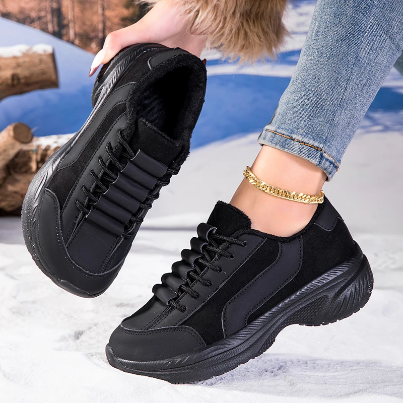 Autumn Winter Couple Versatile Casual Shoes,Sport‑Style Wide‑Toe‑Box Fleece‑Lined Warm Cotton Shoes, Trendy Outdoor Dad Sneakers