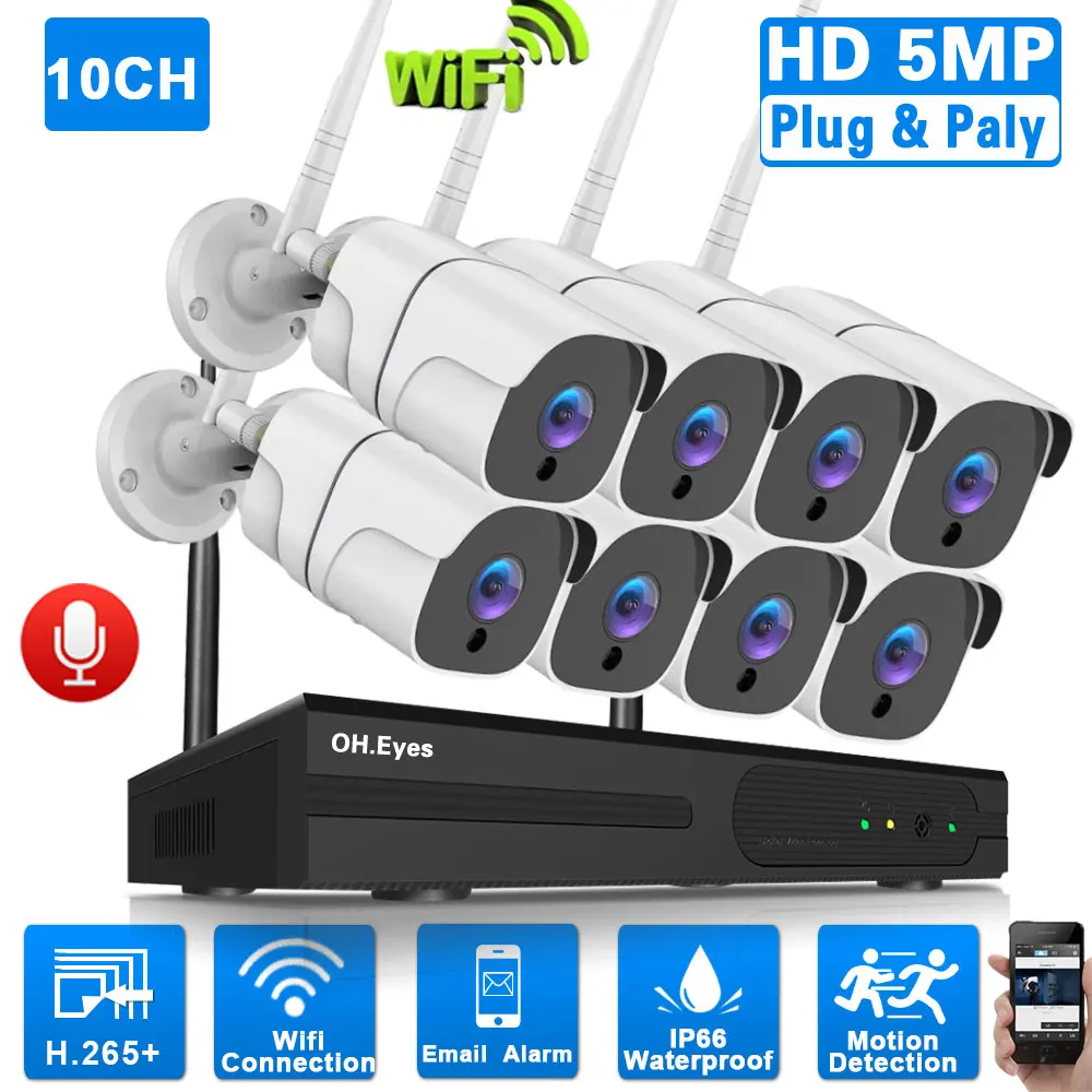 

5MP Wireless CCTV System 8CH Wifi NVR Kit Outdoor Waterproof IP Security Camera Wifi Wireless Set 4Channel Wifi Surveillance Kit