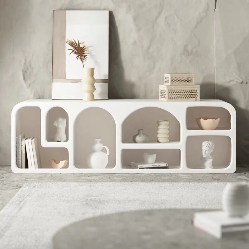 

Contemporary White Wooden Sculpture Open Locker Stainless Steel Cave Display Life Modern Hotel Furniture