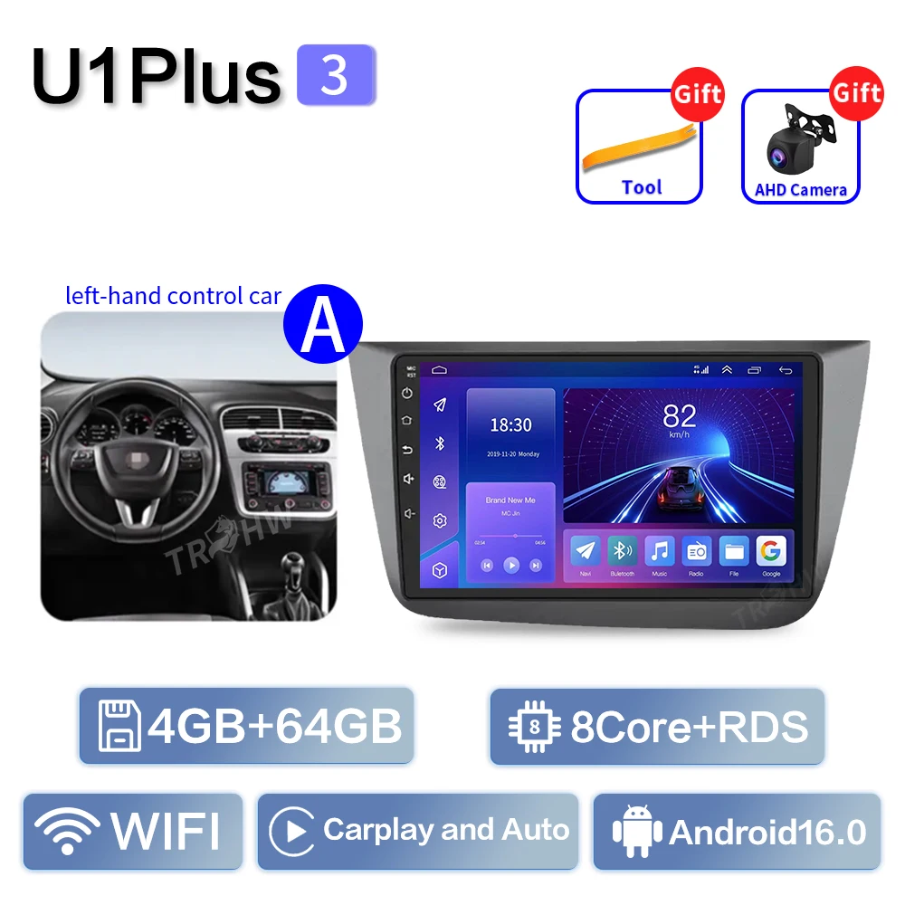 Auto Android 16 Radio Voor Seat Altea XL Toledo 2004-2015 Auto Stereo Multimedia Speler GPS Navigatie Carplay QLED touchscreen