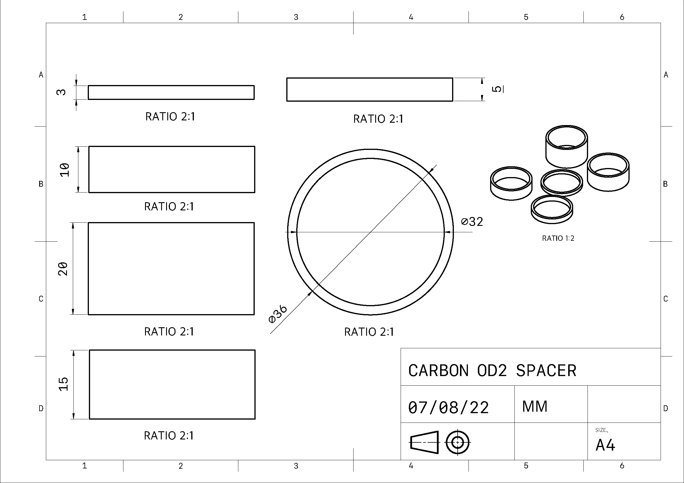 MIXED OD1 Carbon Fiber 5 Pcs Headset Spacers Washers Set for 28.6MM MTB Mountain Bike Road Bicycle Fork Steerer