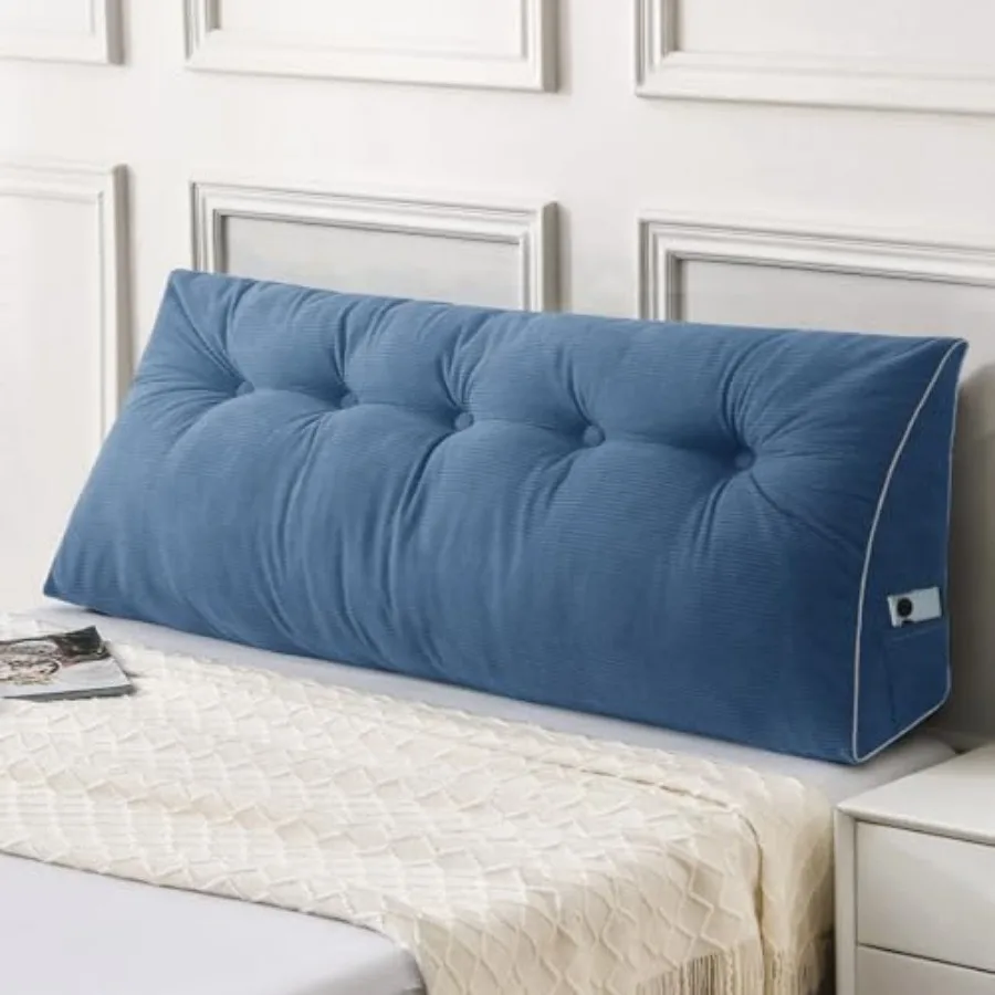 Headboard Pillow Wedge Pillow Headboard for Sitting Up in Bed Back-Rest Support Triangular Cushion for Reading - Features Remov