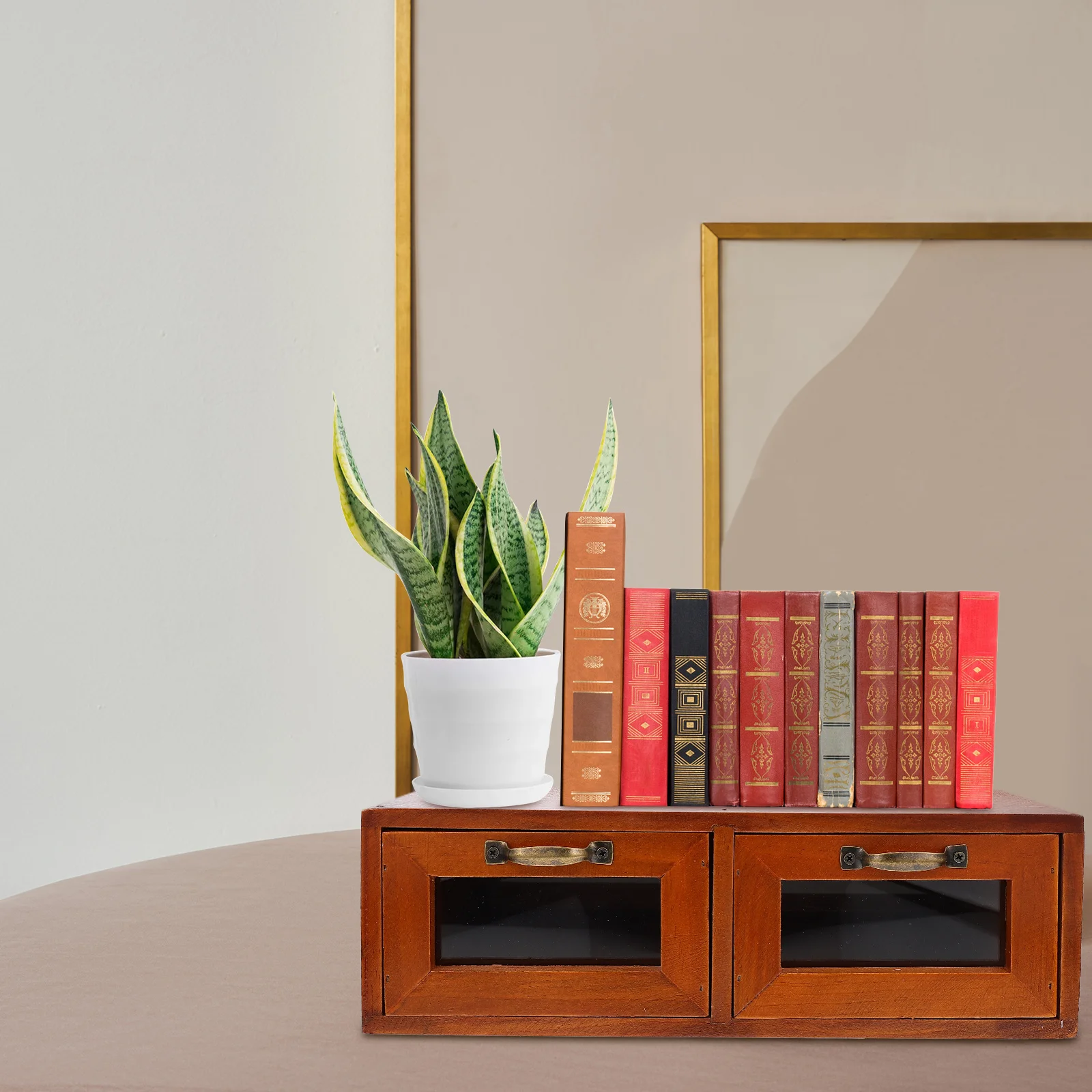 

1Pcs Chic Wooden Storage Box Jewelry Case Glass Drawer Retro Cosmetics Storage Desktop Organizer Drawer Type Box