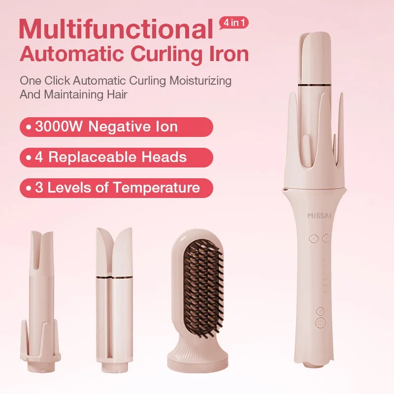 

4 in 1 Automatic Hair Curler 25/32/38mm Ceramic Rotating Air Curler Straightening & Curling Comb Hair Curler Salon Styling Tool