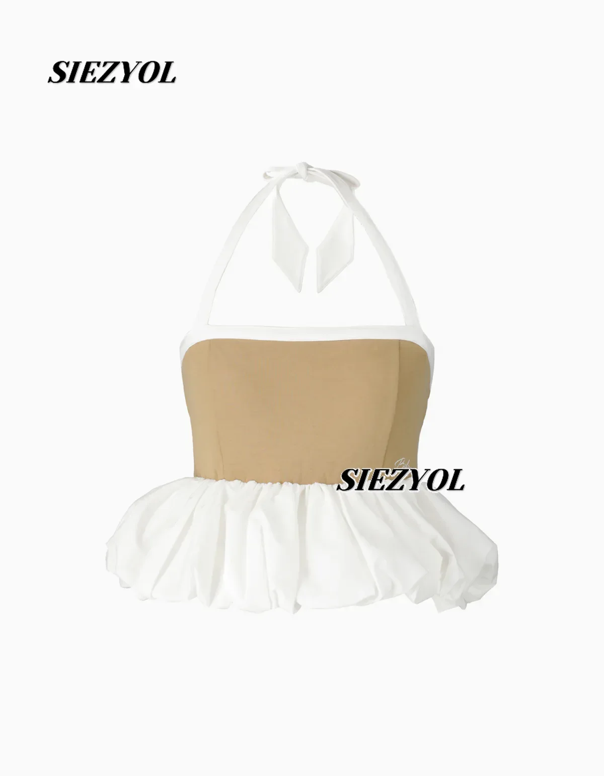 Japanese Style Sweet Cute Color Matching Neck Strap Short Tube Top Fashion Versatile Hot Girl Outer Wear Vest with Chest Pad
