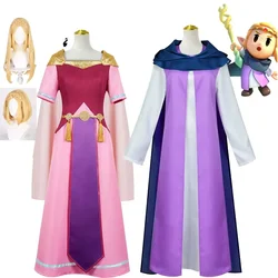 Pink Princess Dress Cosplay Zelda Custume Wig Game Echoes of Wisdom Women Dress Cloak Outfit Halloween Christmas Stage Costumes