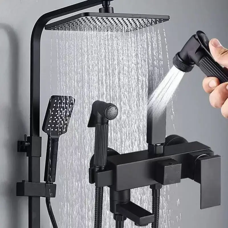Shower Faucet Rainfall Shower Hot Cold Water Mixer Bidet Faucet Commodity Shelf For Bathroom Shower Mixer