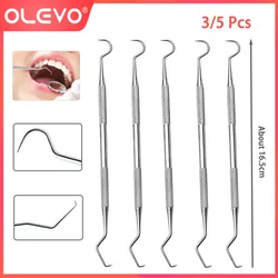 OLEVO 3/5Pcs Dental Explorer Probe Double Ends Stainless Steel Dentist Pick Scraper Tool Tooth Stains Clean Remover Oral Hygiene