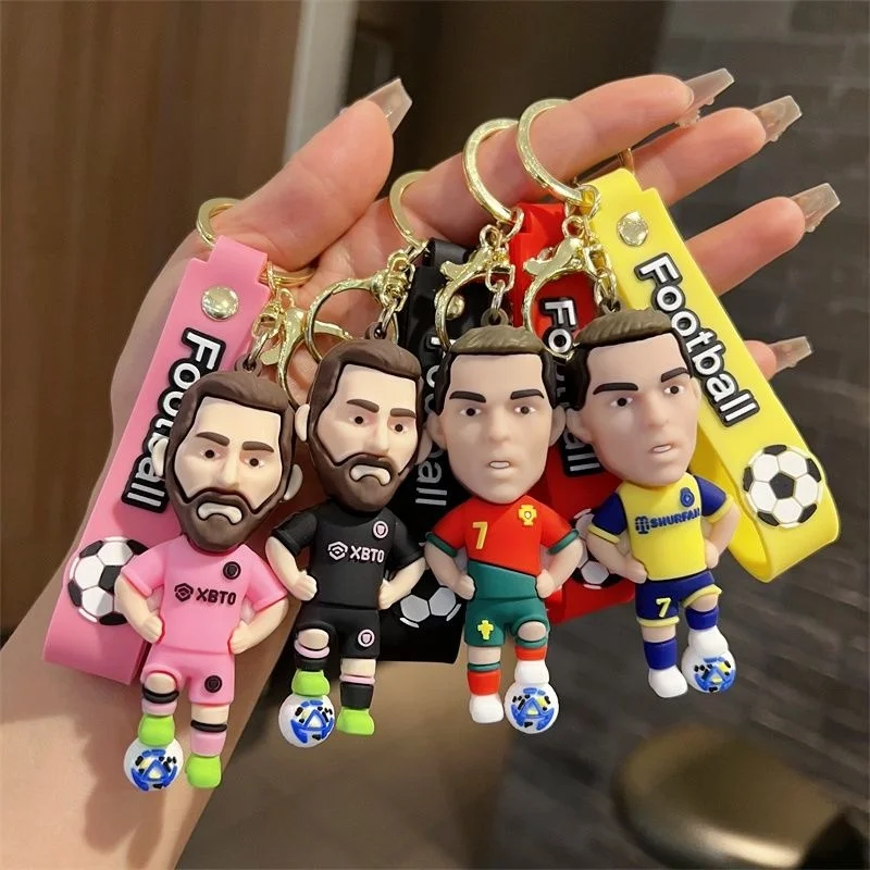 Football Star Mbappe Messi Haaland Figurine Cristiano Ronaldo Keychain Pendant Handbag Keychain Car Pendant Key