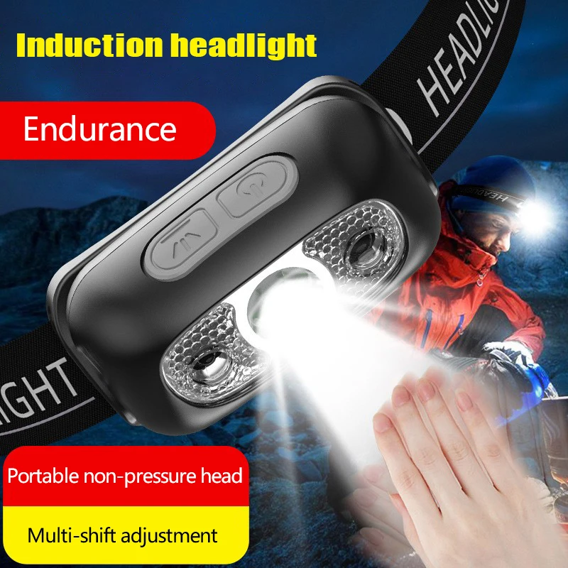 1PC USB Rechargeable Headlight Motion Sensor Bright LED Running Fishing Headlight