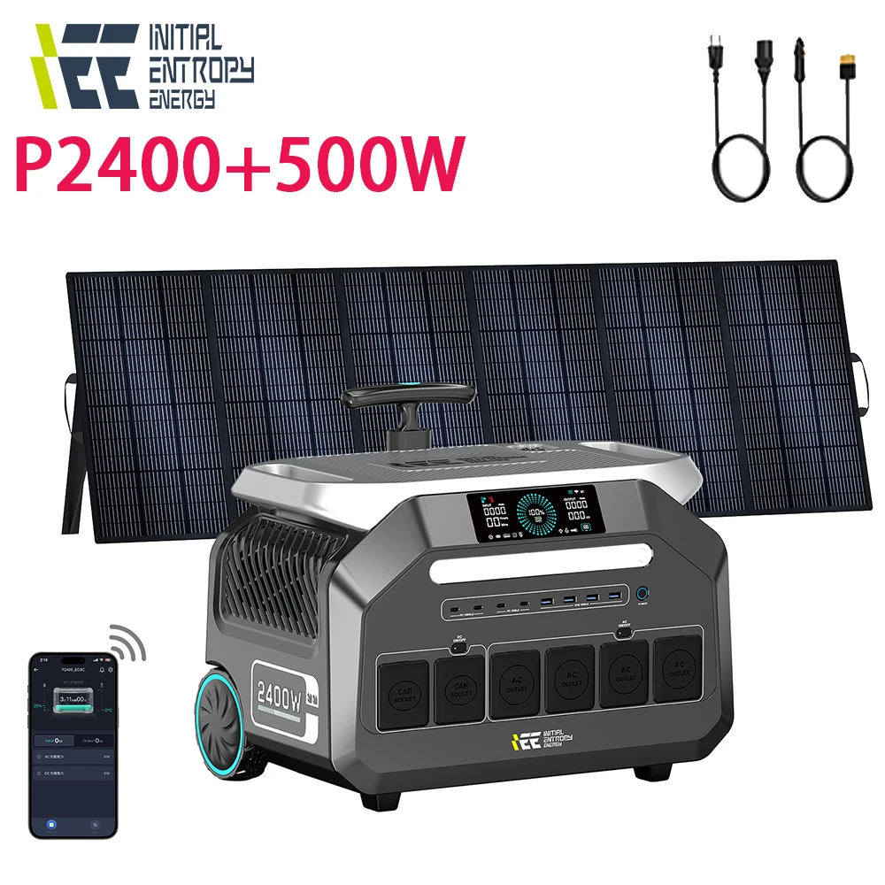 

Портативная электростанция IEE P2400 с солнечной панелью 500 Вт, солнечный генератор 2400 Вт, накопитель энергии 2048 Вт·ч LiFePO4, пиковая мощность 5000 Вт, переменный ток (США)