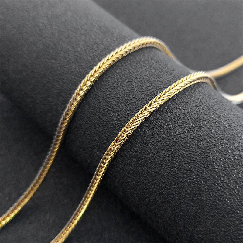 Stainless Steel Hiphop Fox Tail Chopin Chain Necklace for Women Men Gold Color Y2K Twist Foxtail Link Choker Neck Jewelry collar