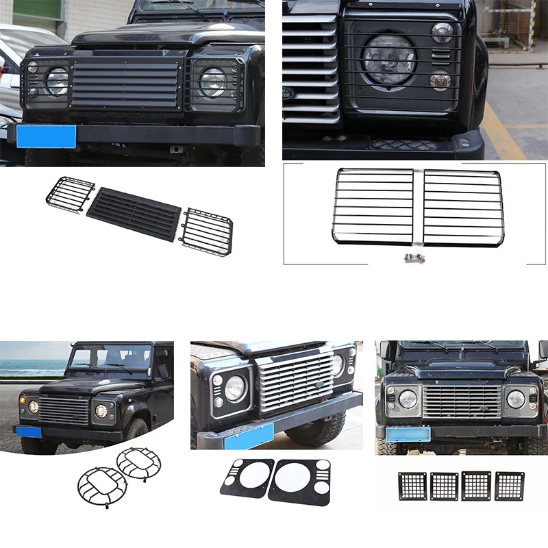 

For Land Rover Defender 90 110 130 2004-2019 Central Grid Headlight Protection Net Car Headlight Protection Cover Auto Accessori