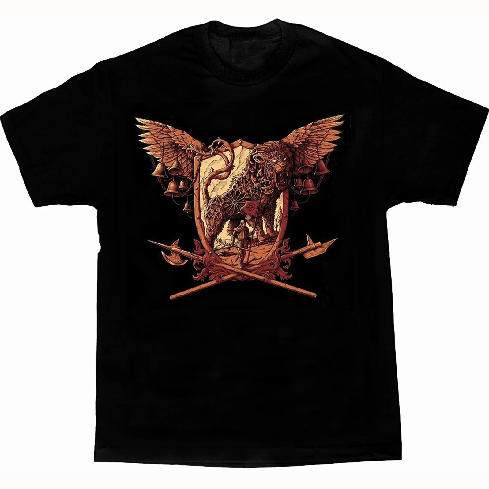 

Inspired By Heraldry and Gothic Architecture Giant Lion Warrior Spirit T-Shirt. Summer Cotton Short Sleeve O-Neck Mens T Shirt