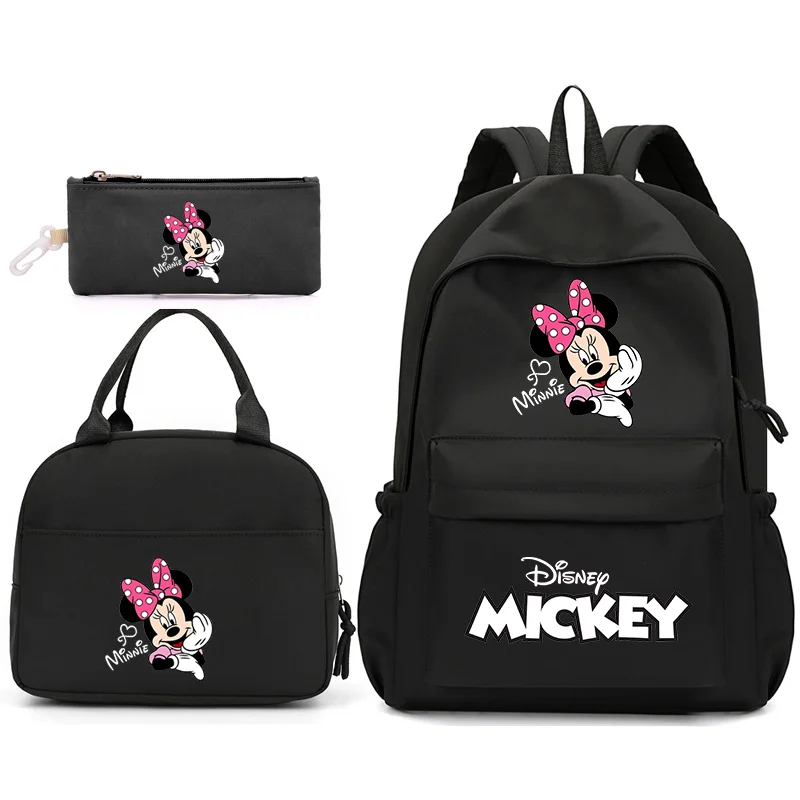 

Disney Mickey Minnie Mouse 3pcs/Set Backpack with Lunch Bag for Teenagers Student School Bags Casual Comfortable Travel Sets