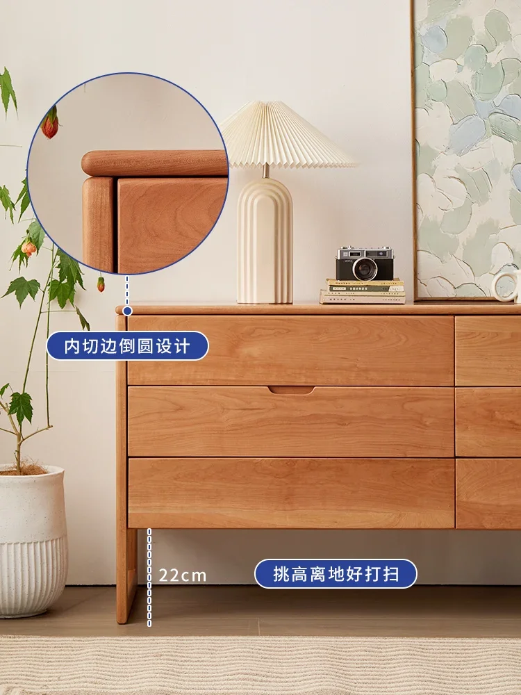 Nordic all wood cherry wood six bucket cabinet storage cabinet bedroom storage cabinet storage cabinet living room