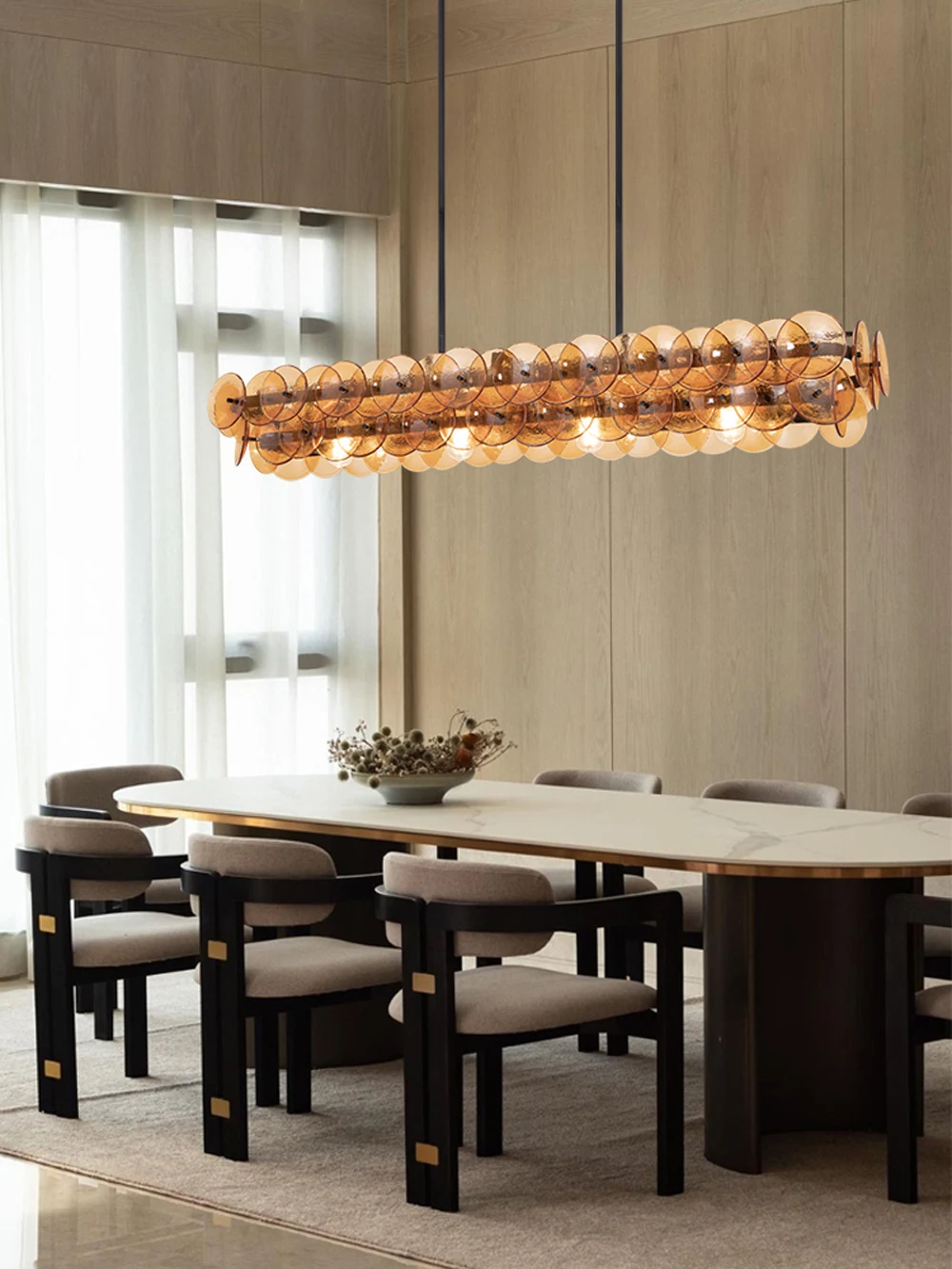 Murano Collection Round Linear E14 Dimmable LED Chandelier
