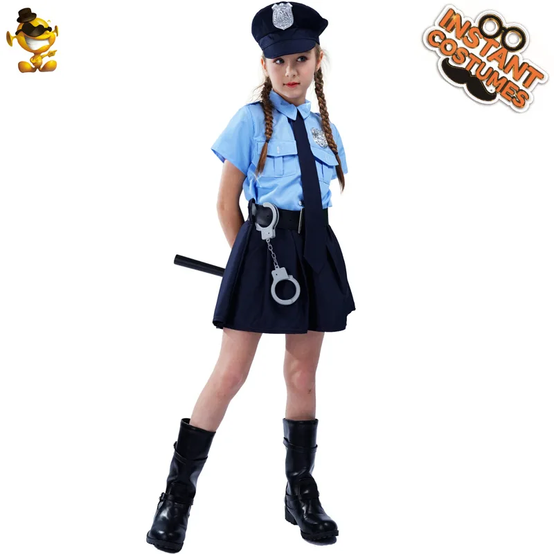 Costumi per bambini, cosplay, uniformi della polizia per ragazze, oggetti di scena, 7 pezzi, uniformi slim fit per ragazze, oggetti di scena per spettacoli di festival per bambini