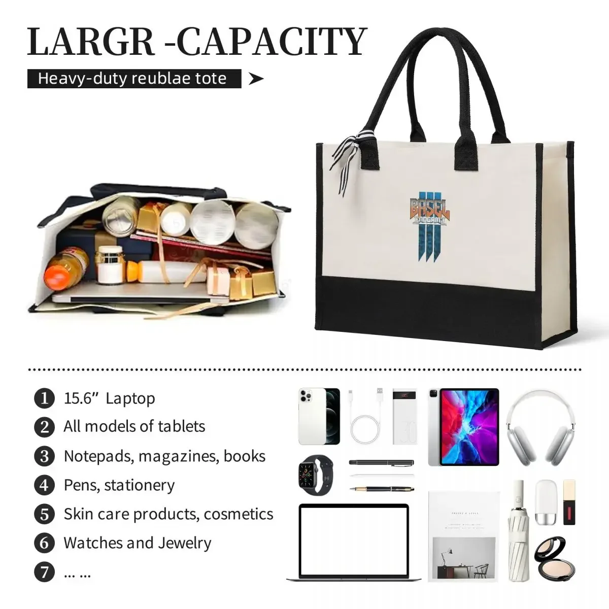 Large Capacity Canvas Shopping Bag, Suíça III, Endgame, Customizable, Quality Gifts