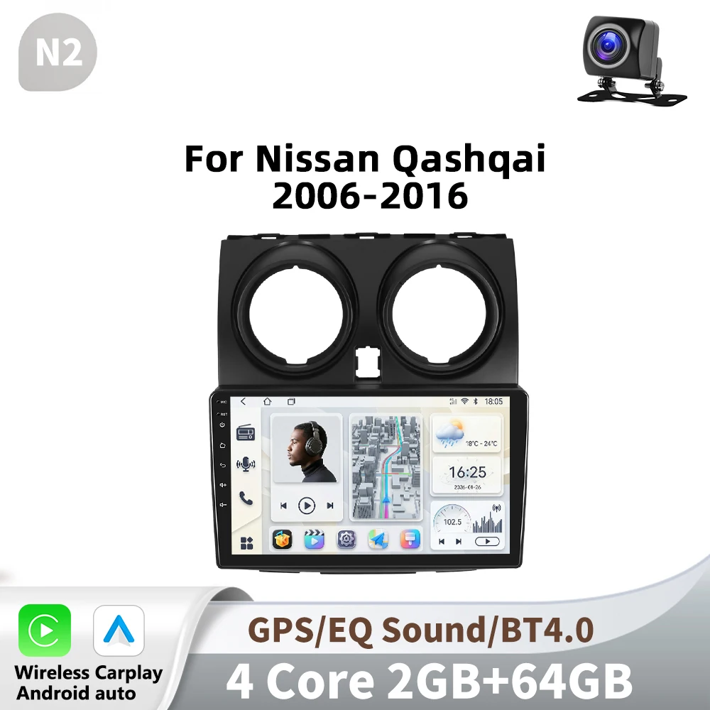 Podofo CarPlay Android Auto autoradio voor Nissan Qashqai 2006-2016 GPS intelligente systemen stereo multimediasysteem autoradio