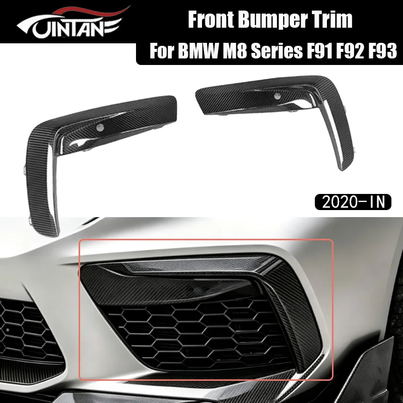 Real Dry Carbon Fiber Front Bumper Trim For BMW M8 Series F91 F92 F93 OEM Style 2020-IN 2Pcs/Set