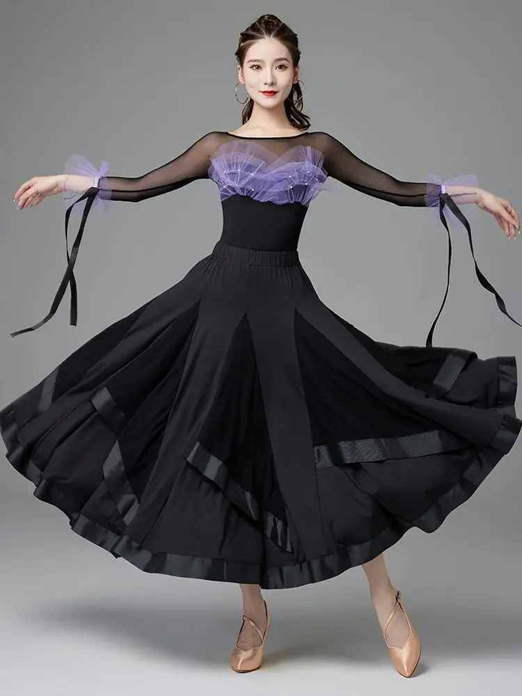 New National Standard Dance Dress Modern Waltz Dance Performance Costume Social Dance Big Swing Skirt