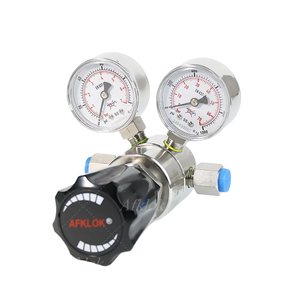 

High-Pressure 50 Bar Stainless Steel Regulator Single Stage for Nitrogen Oxygen Argon Air Helium Industrial Application