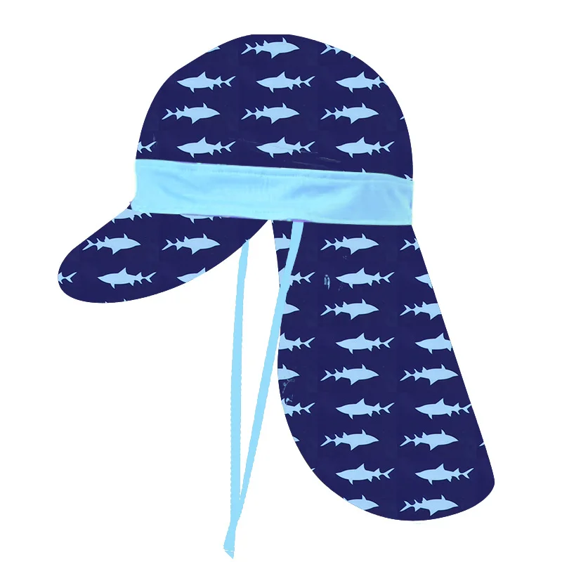 New Boys One-piece Swimsuit + Sun Hat Kids Cartoon Shark Long Sleeve Sun-protective Quick-dry Surfing Bathing Suit Baby Swimwear