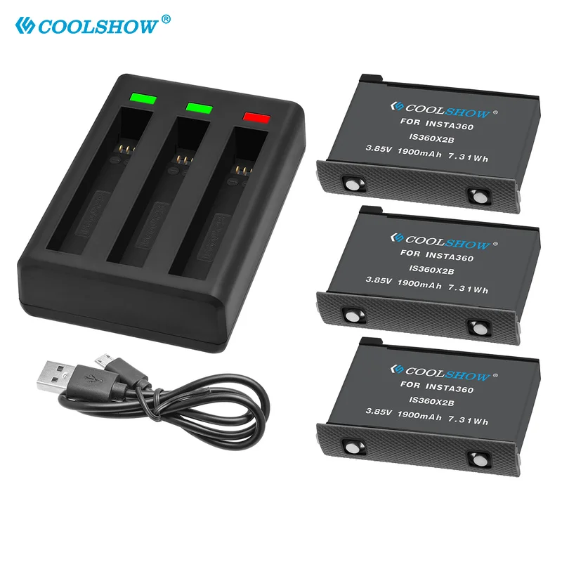 For Insta360 X2 1900mAh Battery Charger Camera 360 Panoramic Action Camera Batteries Accessories For Insta360 ONE X2