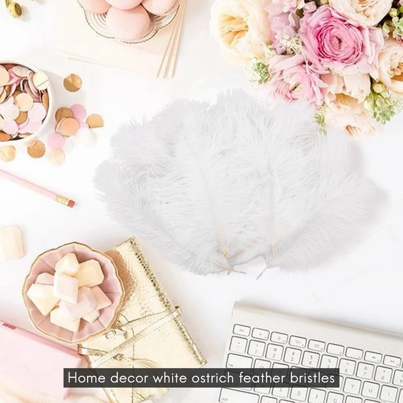 6Pack X(White Natural Ostrich Feathers 10 Pieces 20-25cm Wedding DIY