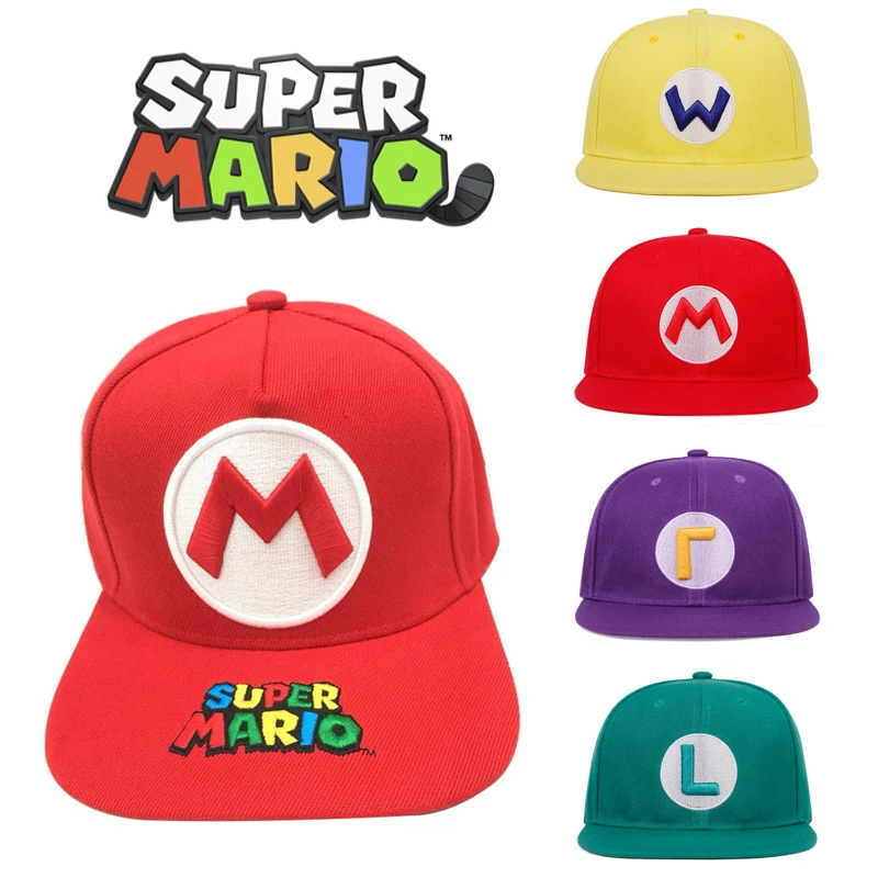 Super Mario Bros Letter Embroidery Baseball Caps for Women Men Cartoon Sport Visors Snapback Cap Hip Hop Hats Adjustable Sun Hat