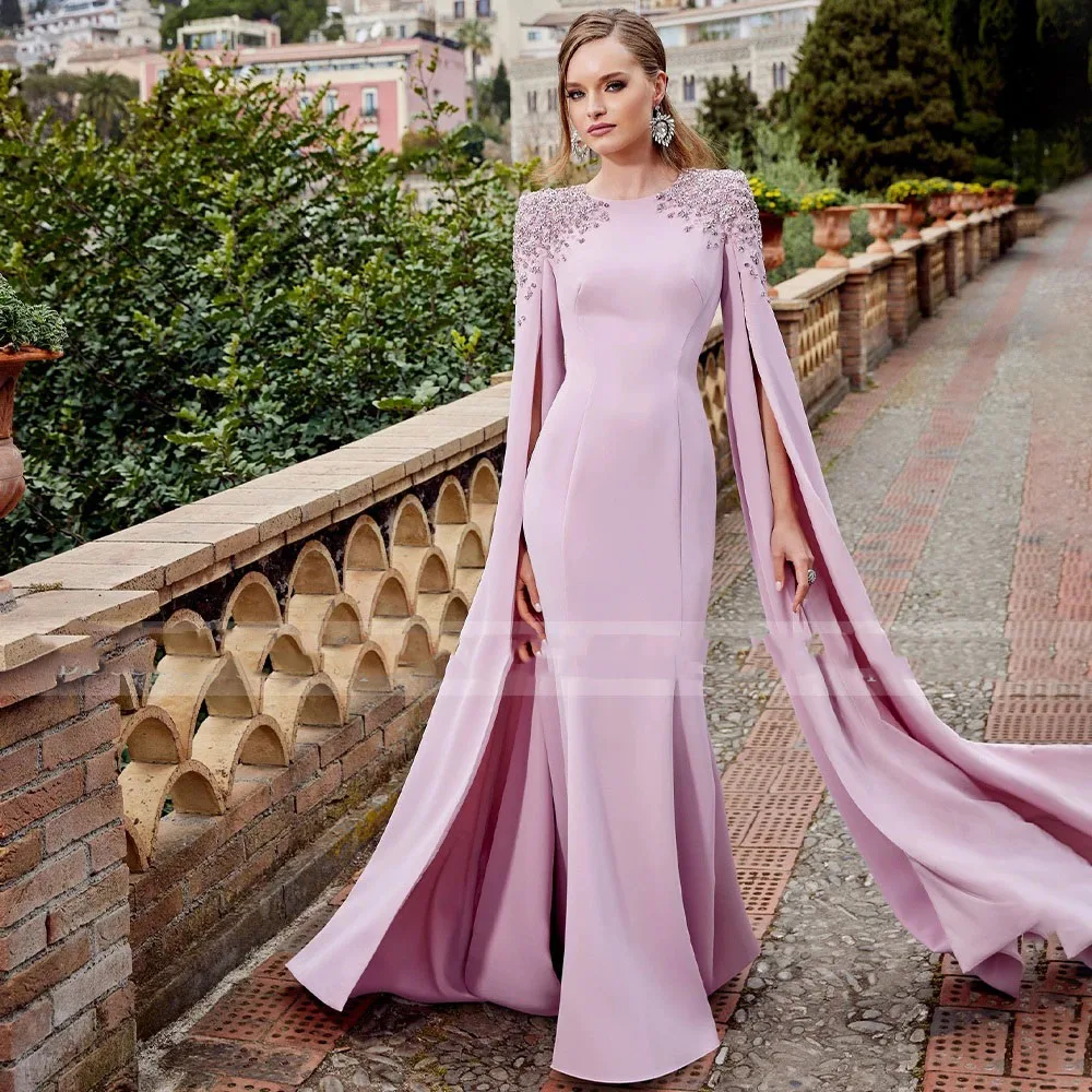 

Lavender Monter of the Bride Dress Long Crystal O Neck Mermaid Luxury Wedding Guest Gown Women 2024 Trumpet Formal Party Dresses